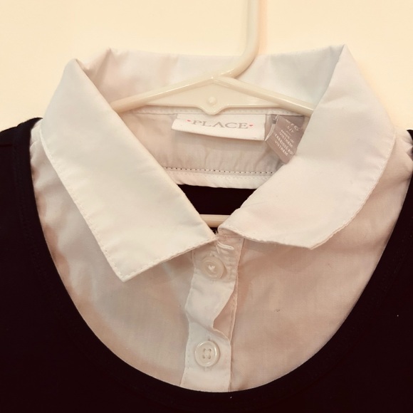 PLACE Sz SP Navy Blue/White Tidal Uniform Dress w/Faux Button Down Collared Top. - Picture 4 of 5